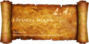 Lőrinczi Alajos névjegykártya